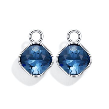 Cushion Mix Charms with Denim Blue Swarovski Crystal Rhodium Plated