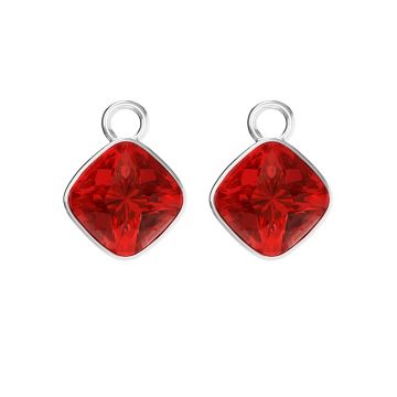 Cushion Mix Charms with Light Siam Swarovski Crystal Rhodium Plated