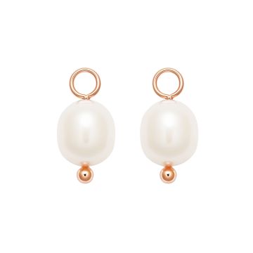 Oval Freshwater Pearl Drop Mix Charm Rose Gold Plated