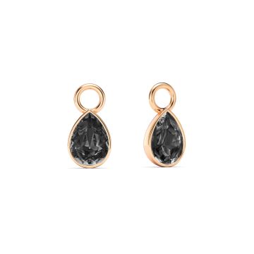 Petite Teardrop Mix Charms with Crystal Silver Night Crystals Rose Gold Plated
