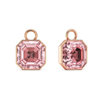 Asscher Mix Charms with Light Rose Crystals Rose Gold Plated