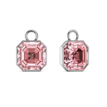 Asscher Mix Charms with Light Rose Crystals Rhodium Plated
