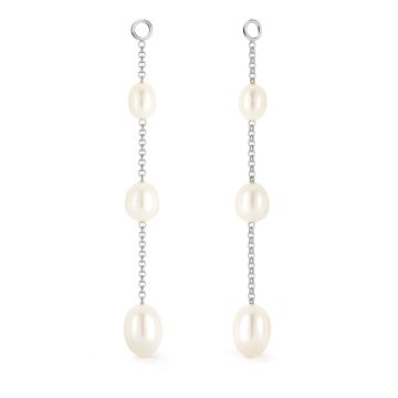 Triple Drop Freshwater Pearl Mix Charm Rhodium Plated