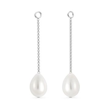Single Drop Pear Freshwater Pearl Mix Charm Rhodium Plated