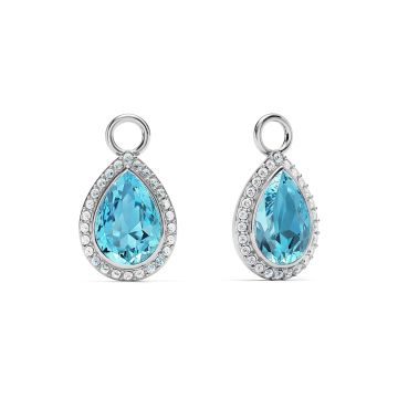 Angelic Teardrop Drop Mix Charms Aquamarine Rhodium Plated