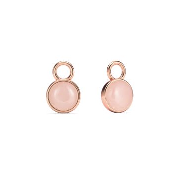 Round Petite Cabochon Mix Charms Rose Quartz Rose Gold Plated