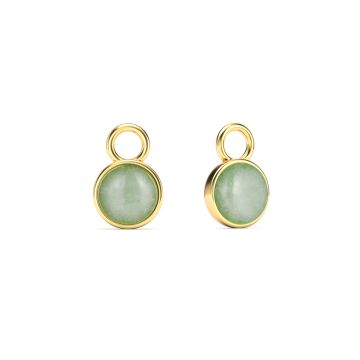 Round Petite Cabochon Mix Charms Green Aventurine Gold Plated