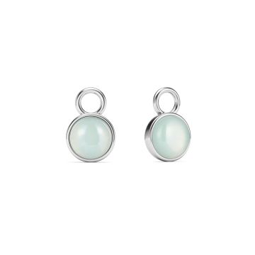Round Petite Cabochon Mix Charms Amazonite Rhodium Plated