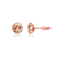 Signature Stud Earrings with 1 Carat Light Peach Swarovski Crystals Rose Gold Plated