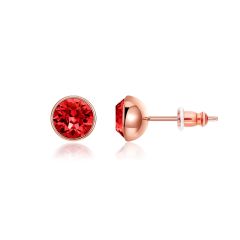 Signature Stud Earrings with 1 Carat Light Siam Swarovski Crystals Rose Gold Plated