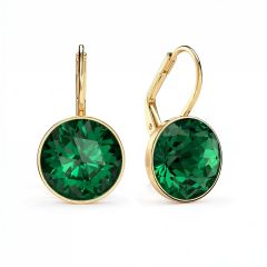 Bella Earrings 6 Carat Drop Earrings Emerald Crystals Gold Plated