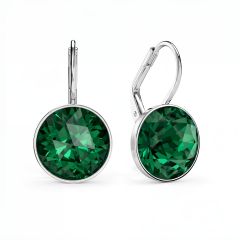 Bella Earrings 6 Carat Drop Earrings Emerald Crystals Rhodium Plated