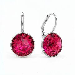 Bella Earrings 6 Carat Drop Earrings Fuchsia Crystals Rhodium Plated