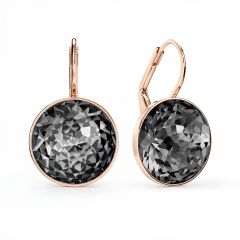 Bella Earrings 10 Carat Drop Earrings Crystal Silver Night Crystals Rose Gold Plated