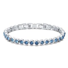 Tennis Bracelet with Swarovski Denim Blue Rhodium Plated