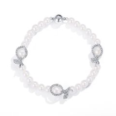 Enfold Pearl Affinity Bracelet with Swarovski Crystals Rhodium Plated