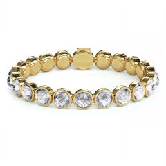 Statement Tennis Bracelet Clear Crystals Gold Plated