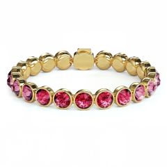 Statement Tennis Bracelet Rose Crystals Gold Plated