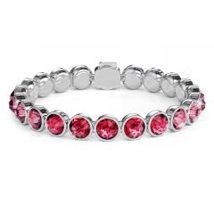 Statement Tennis Bracelet Rose Crystals Rhodium Plated