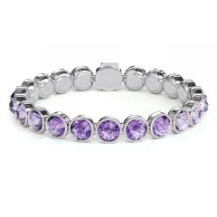 Statement Tennis Bracelet Violet Crystals Rhodium Plated