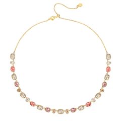 Festival Rose Necklace with Swarovski Crystals Gold Plated Bridal