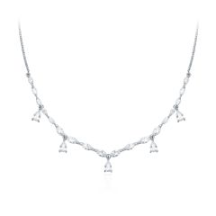 Louison Layer Necklace with Cubic Zirconia Rhodium Plated