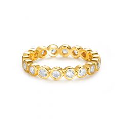 Alluring Large Brilliant Cut Stackable Ring Sterling Silver Gold Plated