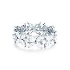Victoria Alternating Statement Ring Sterling Silver White Gold Plated Bridal Cocktail