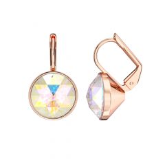 Bella Earrings with 4 Carat Aurora Borealis Crystals Rose Gold Plated