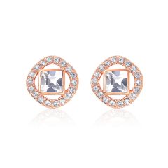 Angelic Square Earrings with Swarovski Crystals Rose Gold Plated