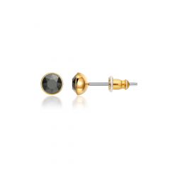 Signature Stud Earrings with 3 Sizes Carat Jet Hematite Swarovski Crystals Gold Plated