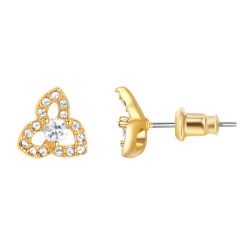 Floral Petite Stud Earrings with Swarovski Crystals Gold Plated