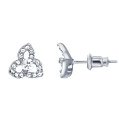 Floral Petite Stud Earrings with Swarovski Crystals Rhodium Plated