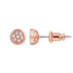 Sparkling Circle Stud Earrings with Swarovski Crystals Rose Gold Plated