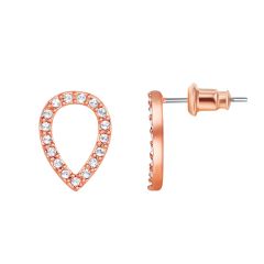 Pear Open Earrings with Swarovski Crystals Rose Gold Plated
