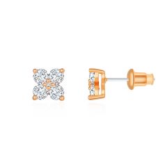 Victoria Round Stud Earrings w Cubic Zirconia Rose Gold Plated