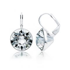 MYJS Bella Earrings with 6 carat Swarovski Blue Shade Crystals Rhodium Plated