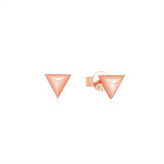 Triangle Pyramid Stud Earrings in Sterling Silver Rose Gold Plated