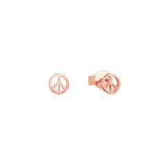 Peace Symbol Stud Earrings in Sterling Silver Rose Gold Plated