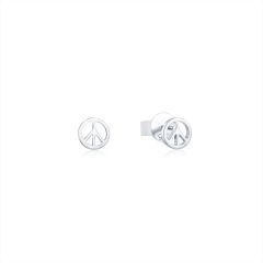 Peace Symbol Stud Earrings in Sterling Silver Rhodium Plated
