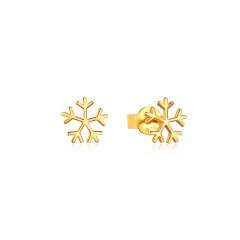 Snowflake Stud Earrings in Sterling Silver Gold Plated