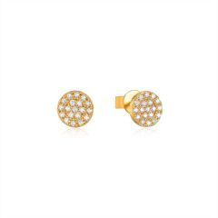 Circle CZ Pave Stud Earrings in Sterling Silver Gold Plated