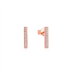 Bar CZ Pave Stud Earrings in Sterling Silver Rose Gold Plated