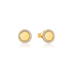 Cosmos Circle Stud Earrings in Sterling Silver Gold Plated
