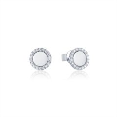 Cosmos Circle Stud Earrings in Sterling Silver Rhodium Plated