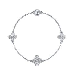 Mix Collection Clover Strand with Swarovski Crystals Rhodium Plated