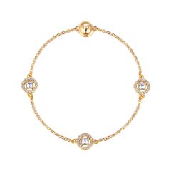 Mix Collection Angelic Square Strand with Swarovski Crystals Gold Plated