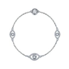 Mix Collection Evil Eye Strand with Swarovski Crystals Rhodium Plated
