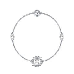 Mix Collection Brilliant Flower Strand with Swarovski Crystals Rhodium Plated