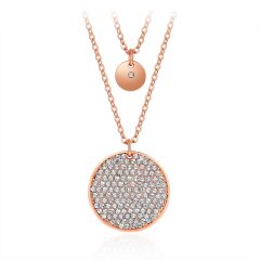 Ginger Layered Necklace with Swarovski Crystals Rose Gold Plated